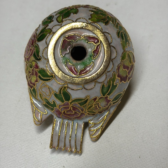 CLOISONNÉ ENAMELED METAL GOLDTONE BIRD FIGURINE - Picture 5 of 5